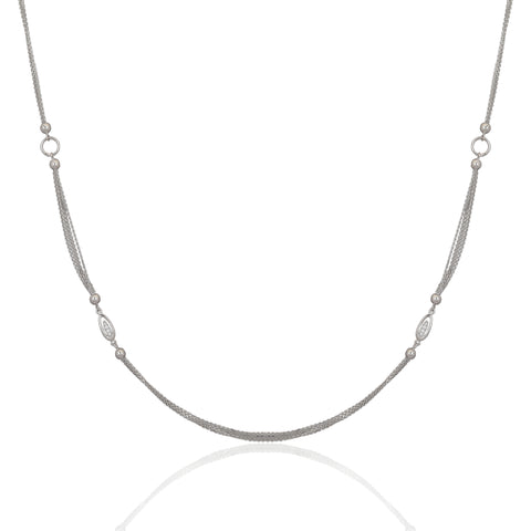 Double Oval Design Bunch Silver Chain