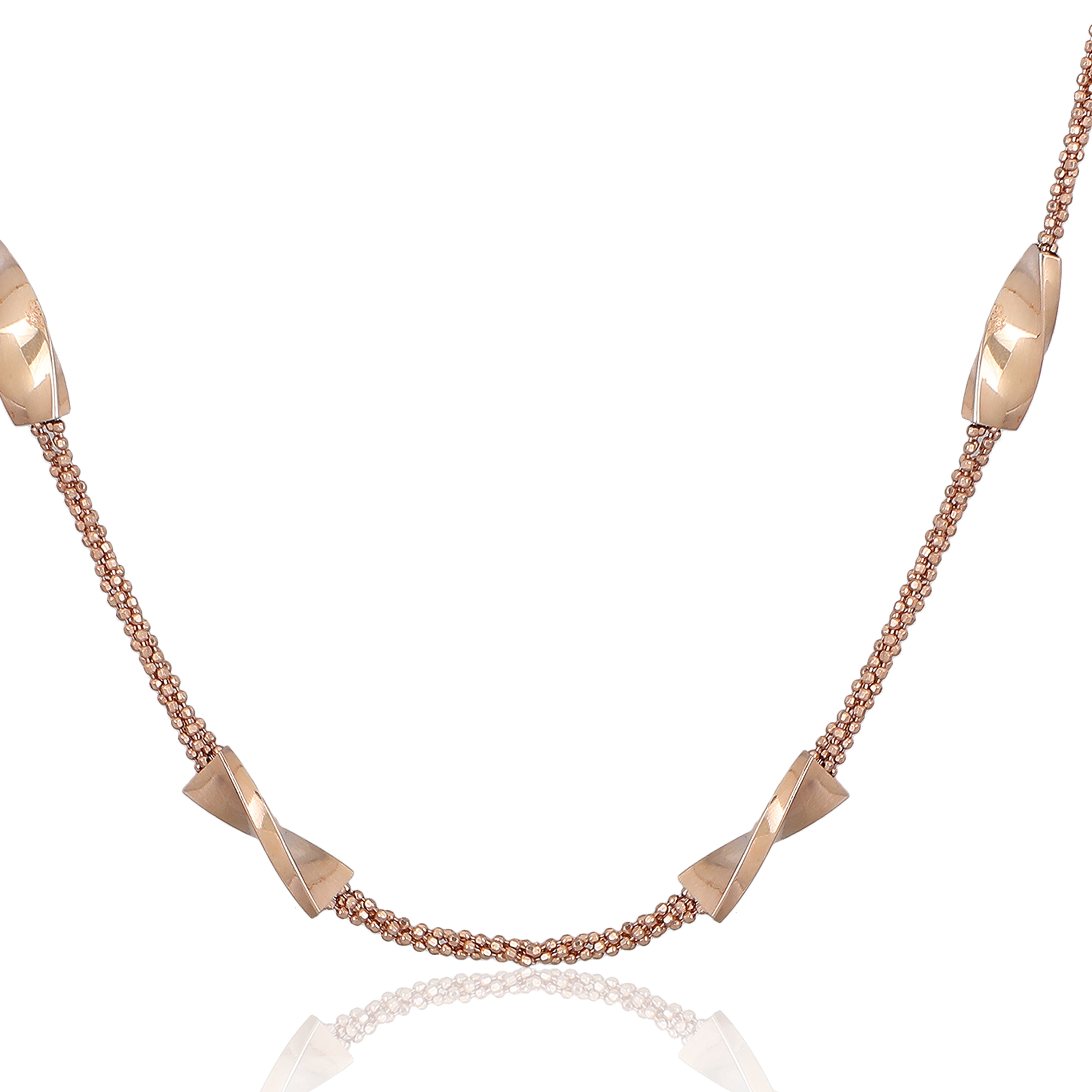 Twist and turns beads rose gold chain