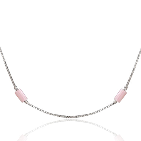 White and pink mother of pearl chain