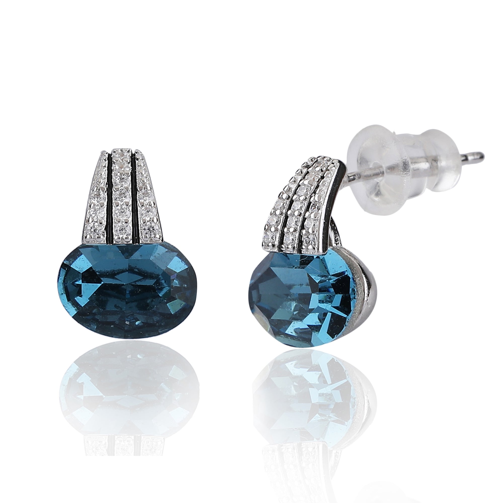 Blue topaz silver earring