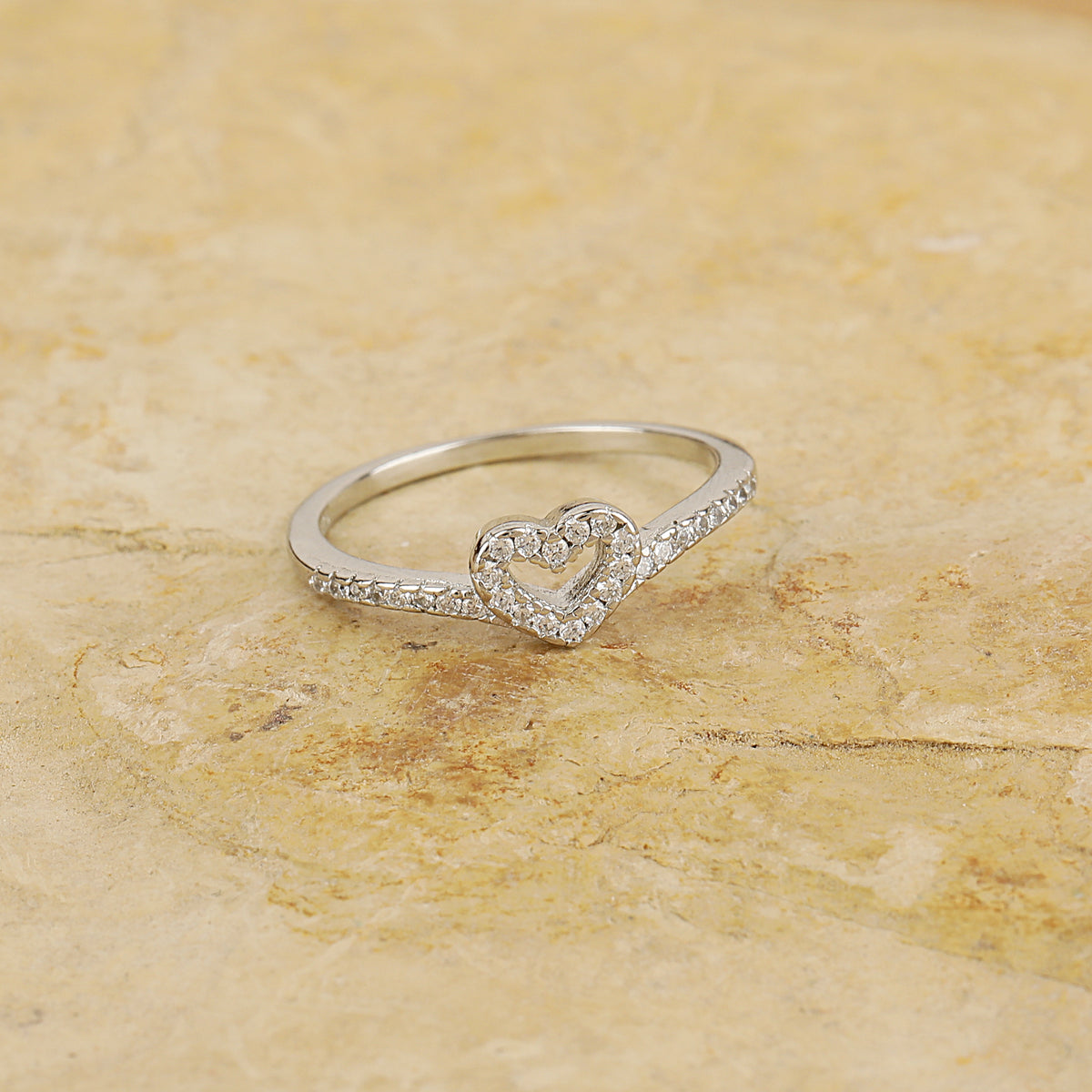 sterling heart crown ring