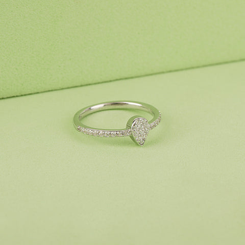 Silver Pear Shaped Diamond Ring Adjustable