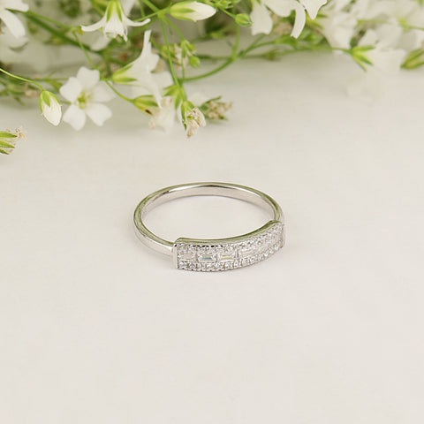 Silver Baguette Diamond Adjustable Design Rings For Women's