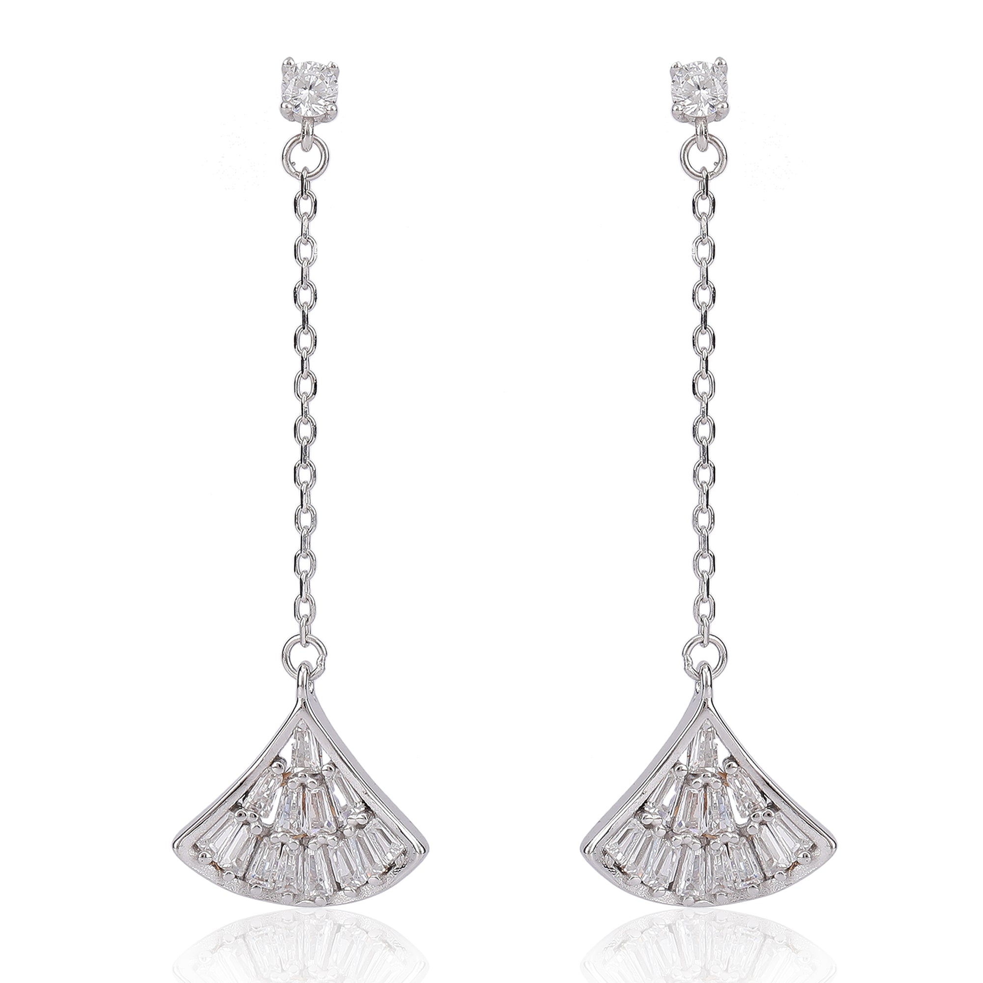 Long zircon pendant silver earring