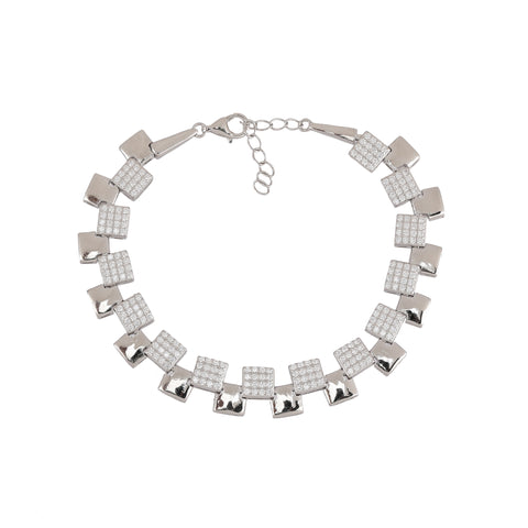 Sterling silver square diamond bracelet