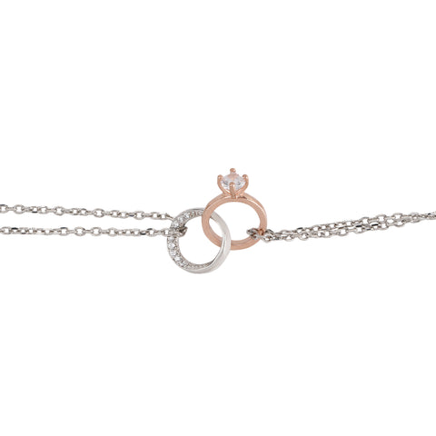 Double ring silver bracelet