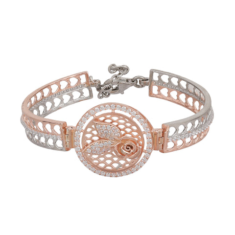 Rose gold rose floral bracelet
