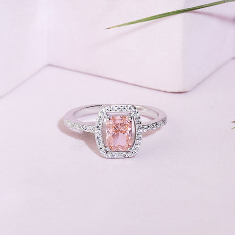 Peach sapphire diamond ring