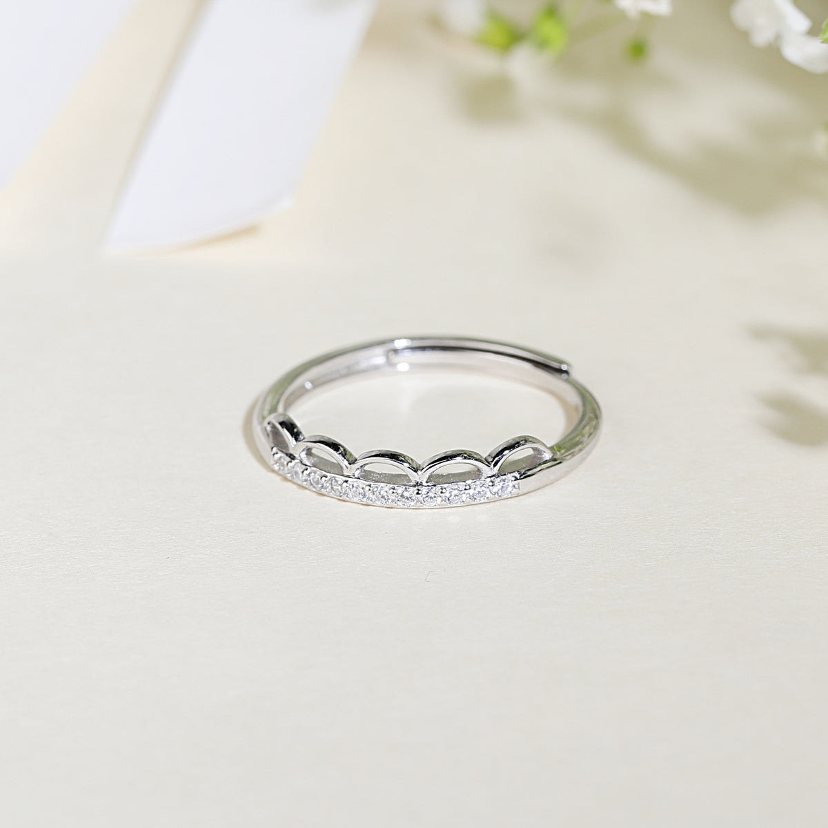 Silver Wave Design Ring With Adjustable Size