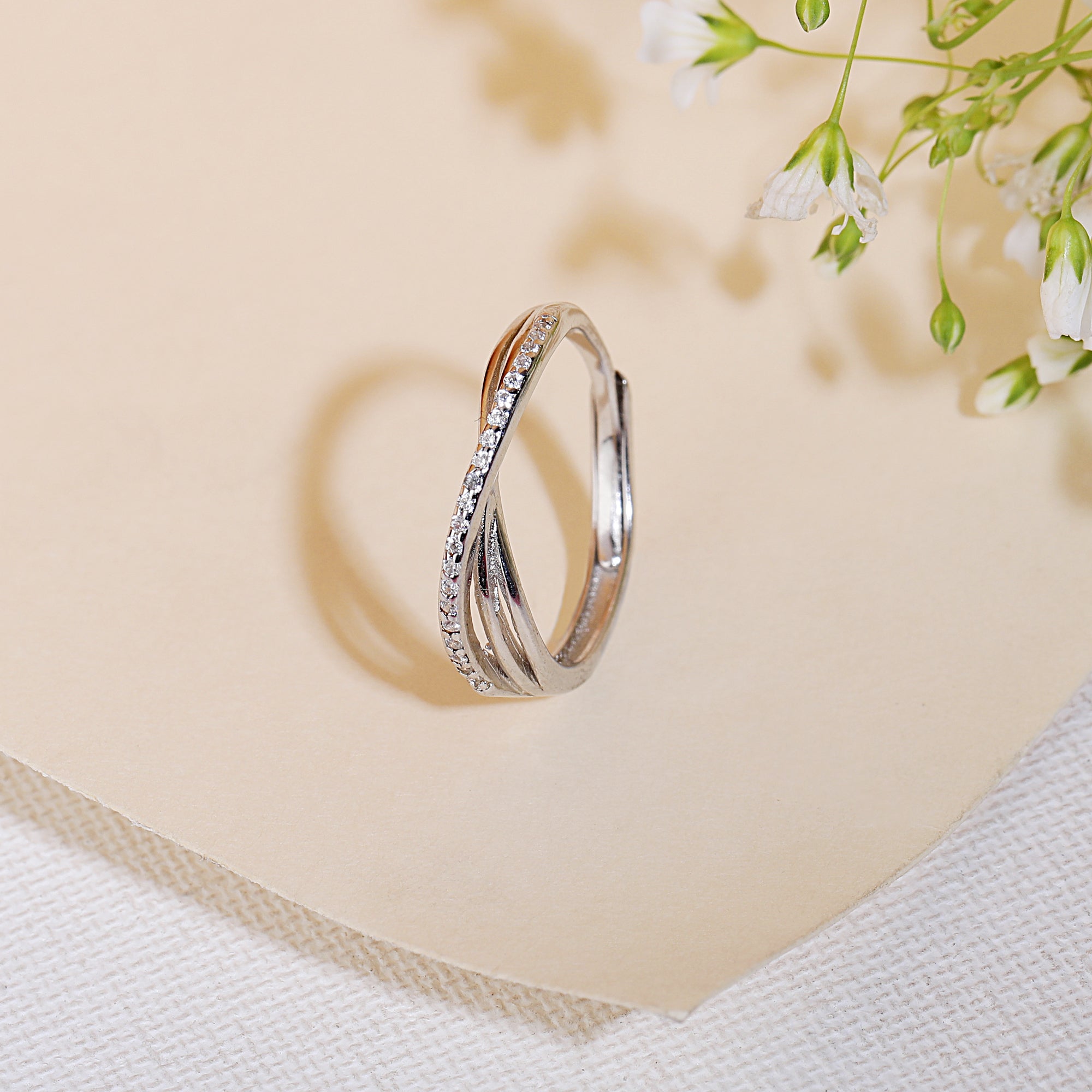Stunning Silver Adjustable Crystal Diamond Ring | Shop Now – Eri Silvers