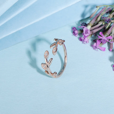 leaves ring design with adjustable size