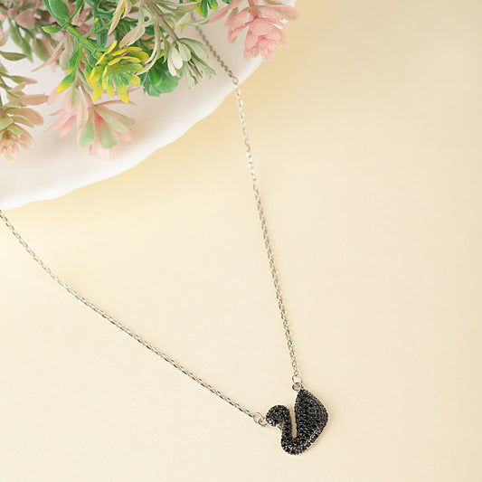 silver duck shape pendant with chain