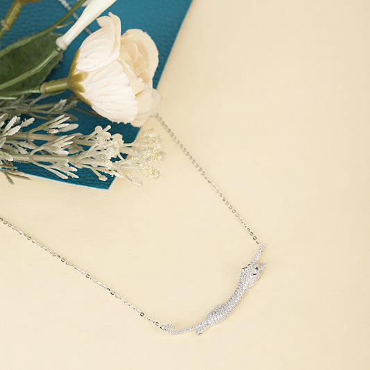 Silver Leopard Pendant With Chain