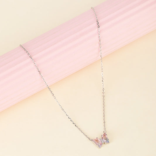 pink butterfly Pendant with chain