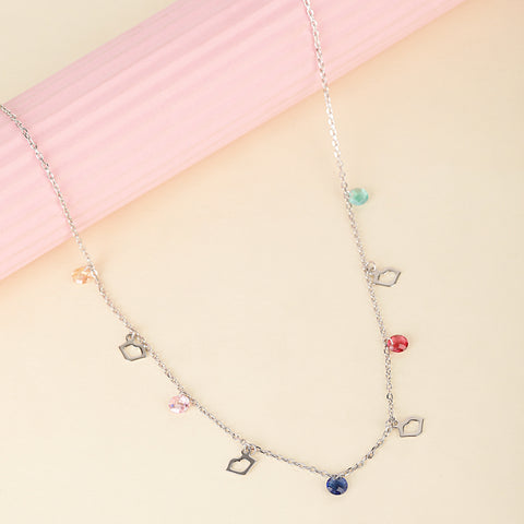 Silver Rainbow With Baby Lips Necklace