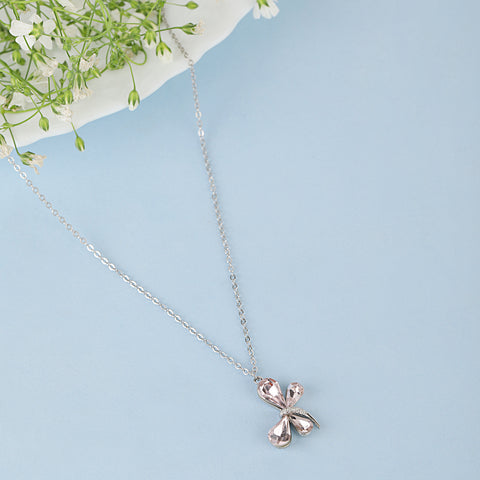Pink butterfly shape silver chain
