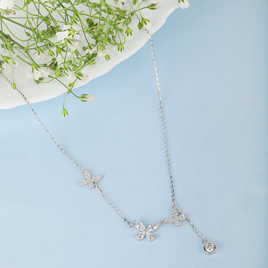 Starling Silver Three butter fly diamond chain