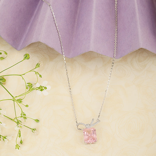Pink Tourmaline Bow Necklace
