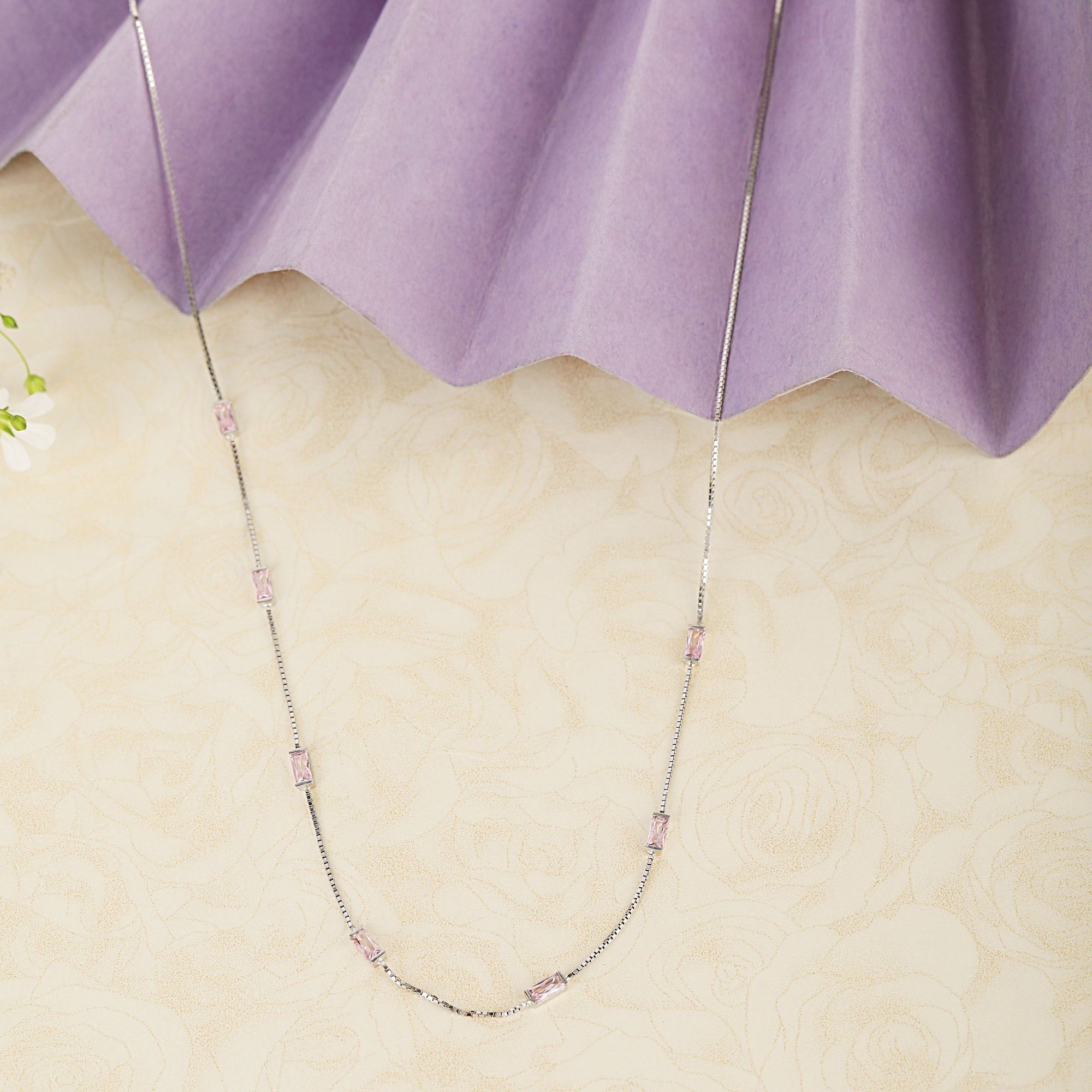 Pink Sapphire Station Necklace