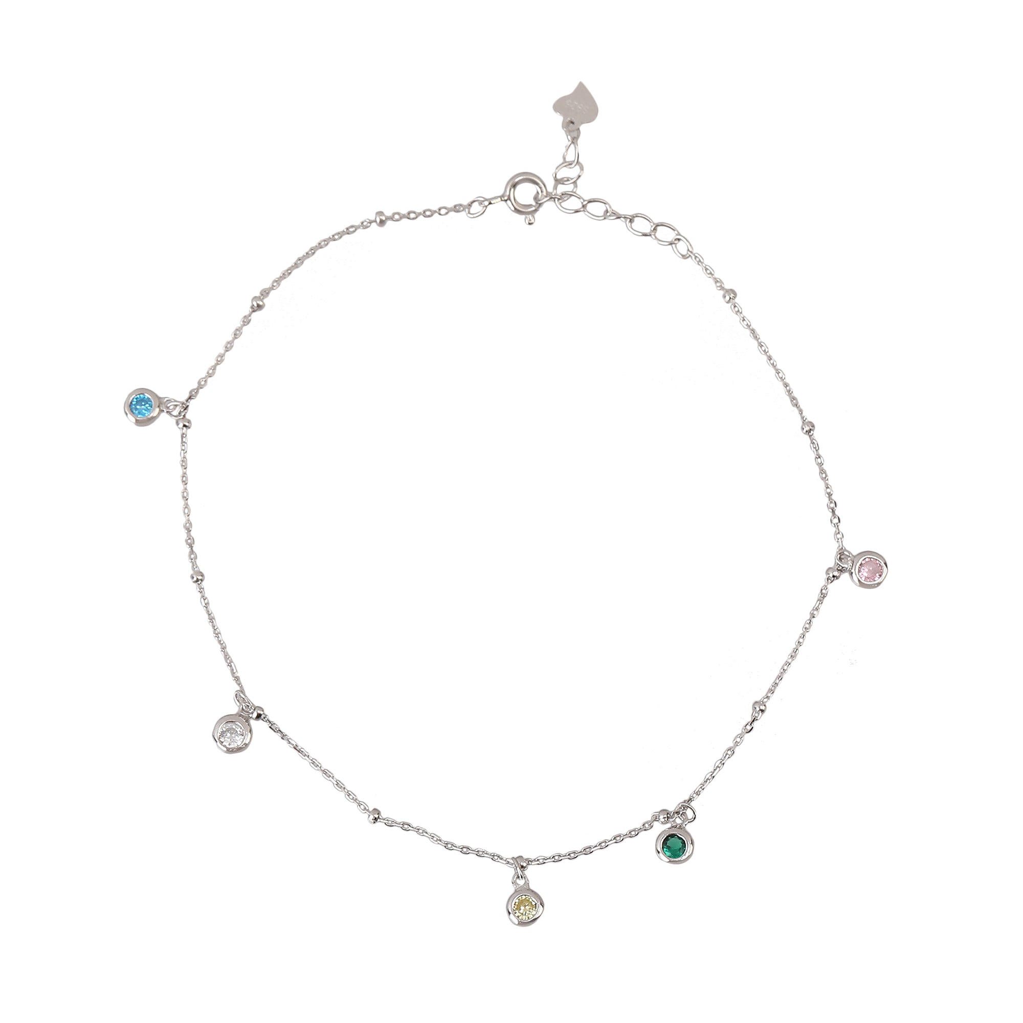 Silver rainbow anklet