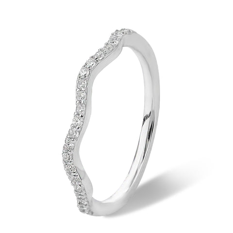 Diamond Wave Shape Female Rings Silver