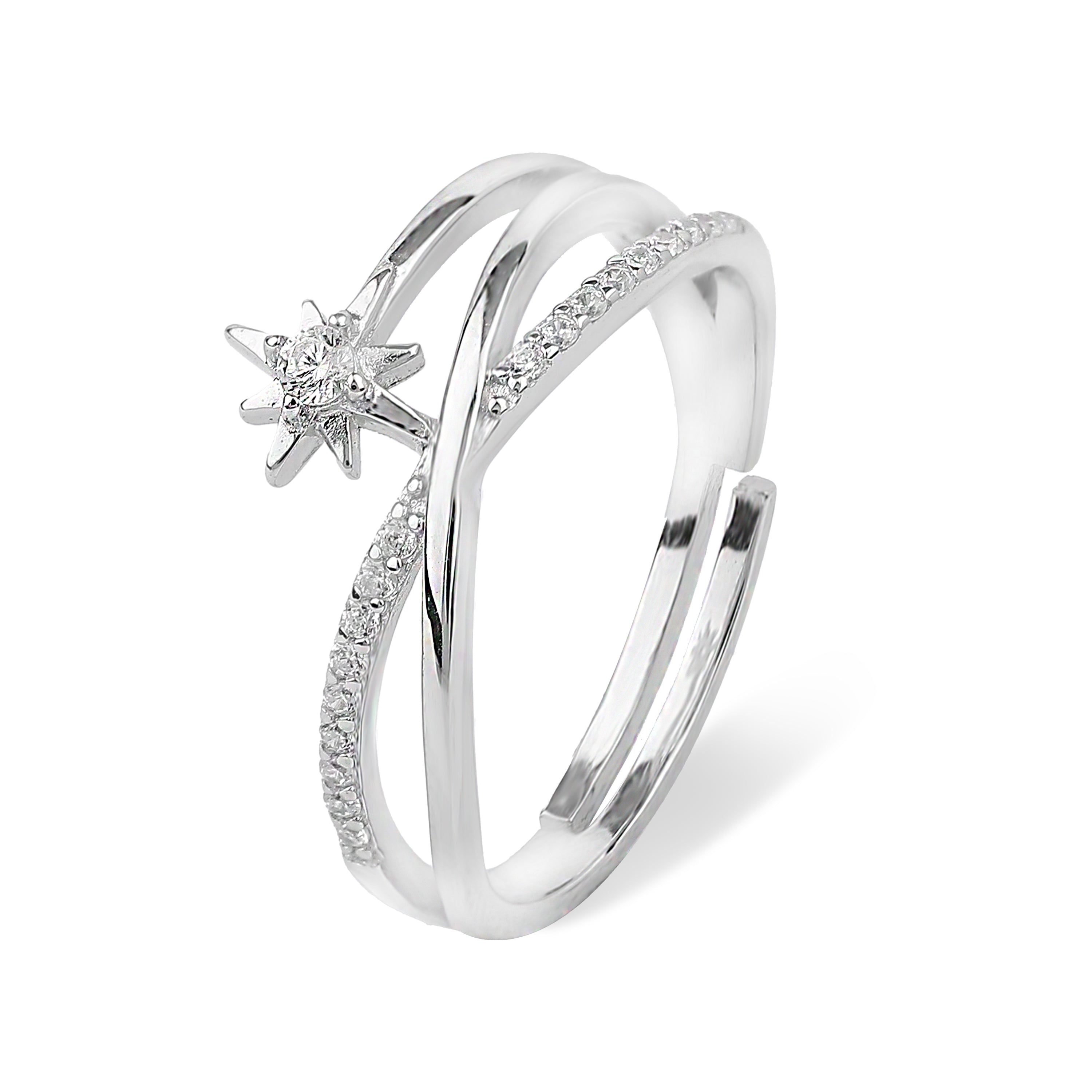 shooting star diamond ring  with adjustable size