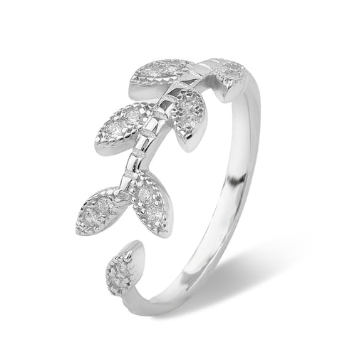 Silver leaf ring