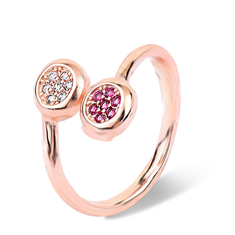 Rose Gold Double Round Ring With Adjustable Size