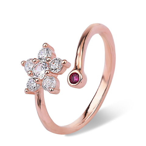 Rose gold flower ring with adjustable size