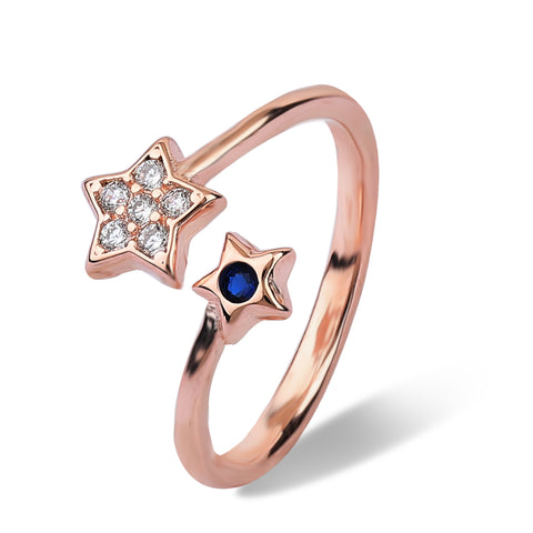 Double star ring rose gold with adjustable size