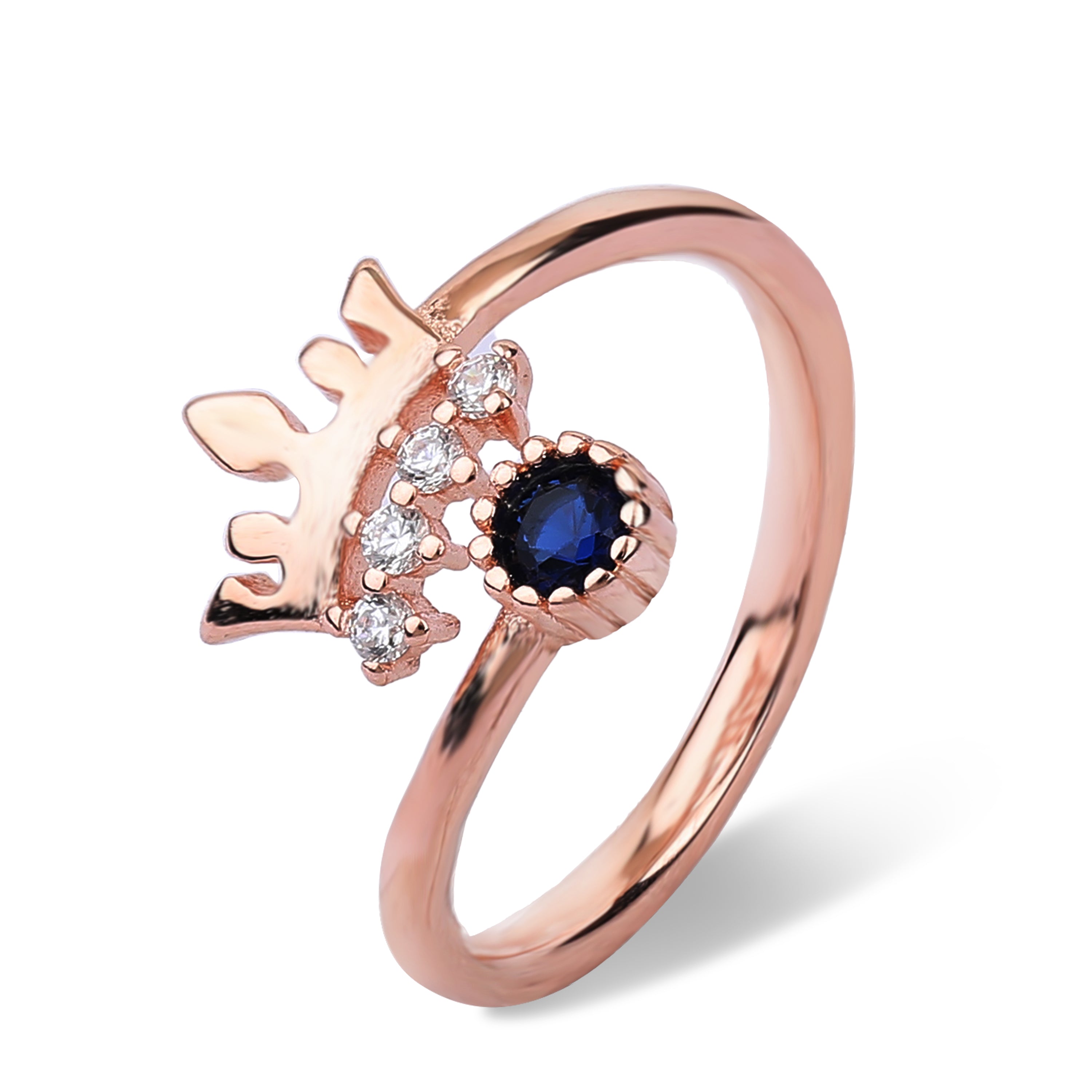 Royal crown ring rose gold with adjustable size