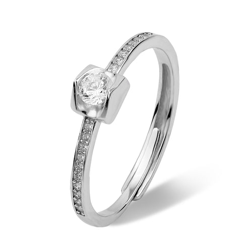 Silver adjustable diamond ring for female