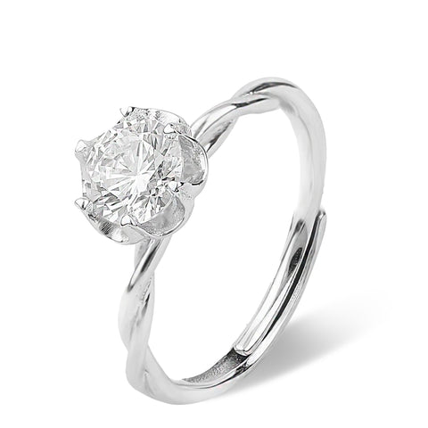 Round brilliant cut diamond ring with adjustable size
