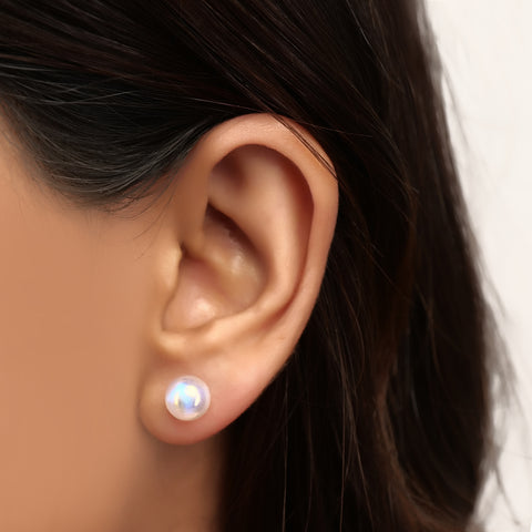 White pearl silver earring