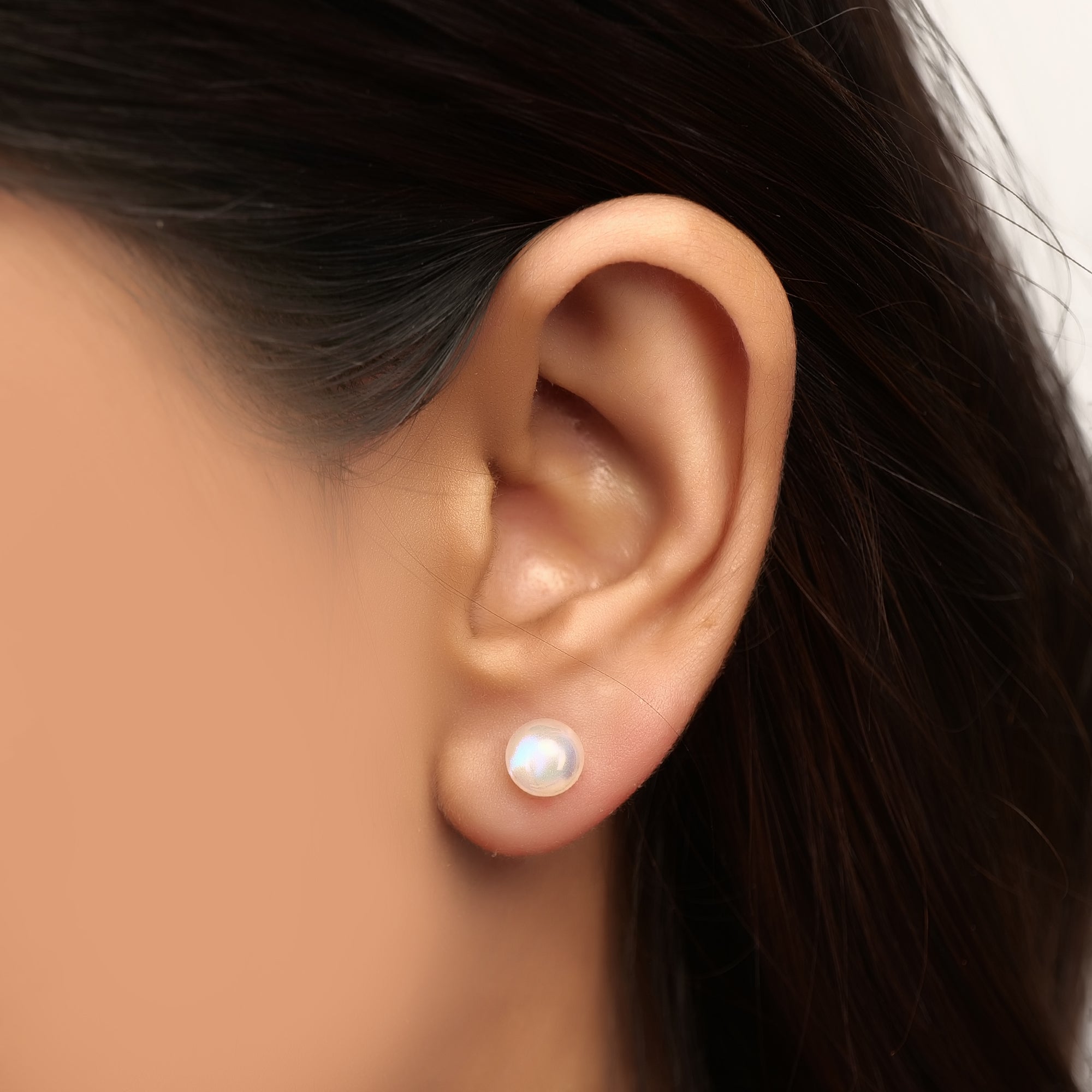 Silver White shine pearl earring