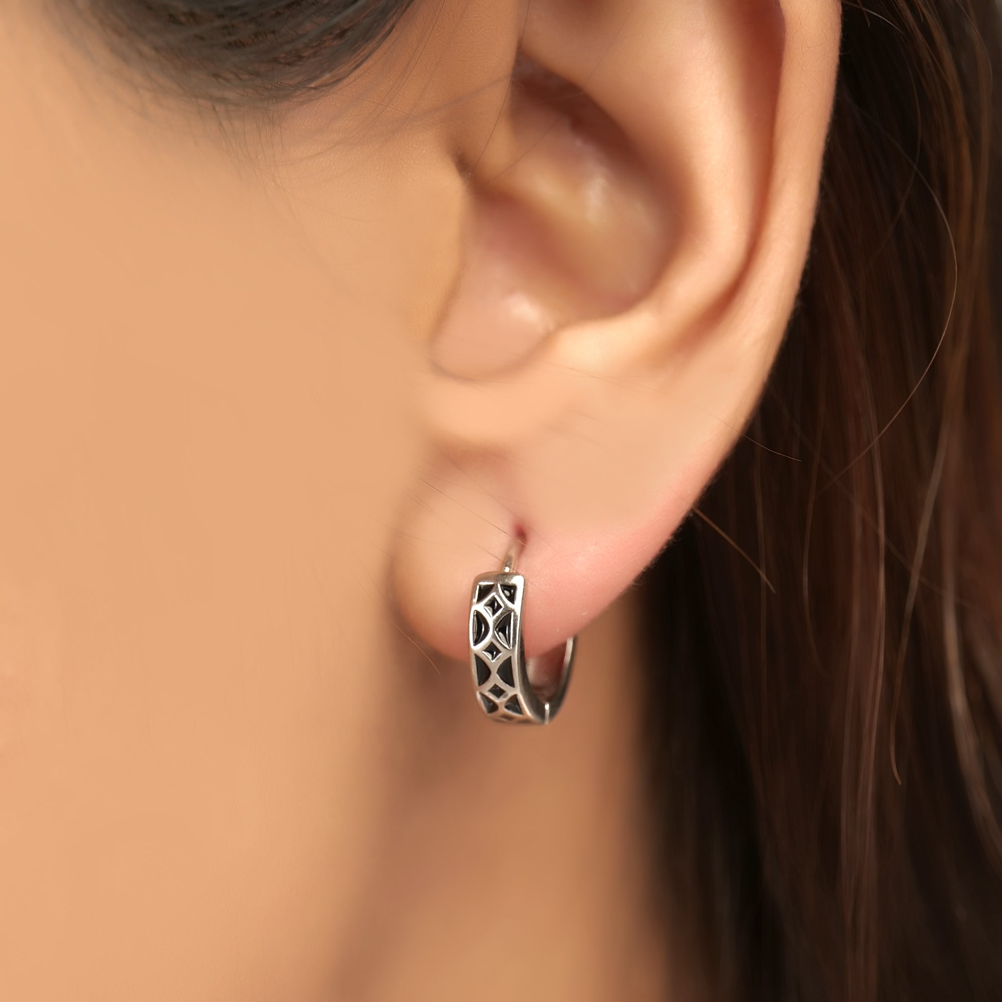 Silver hoops earring