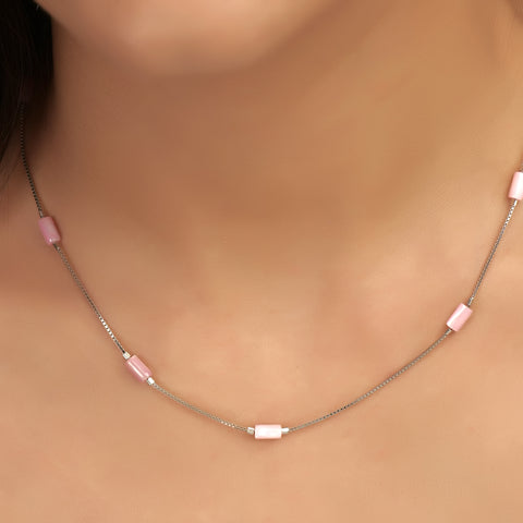 Mother of pearl silver chain