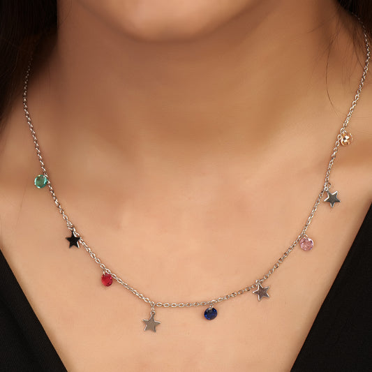 Rainbow Necklace With Star Chain