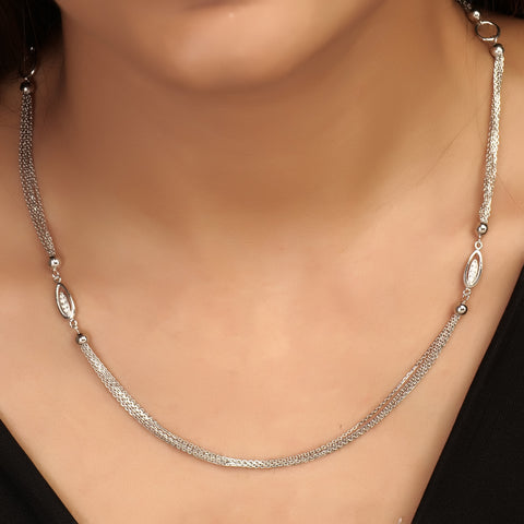 Double oval design bunch silver chain