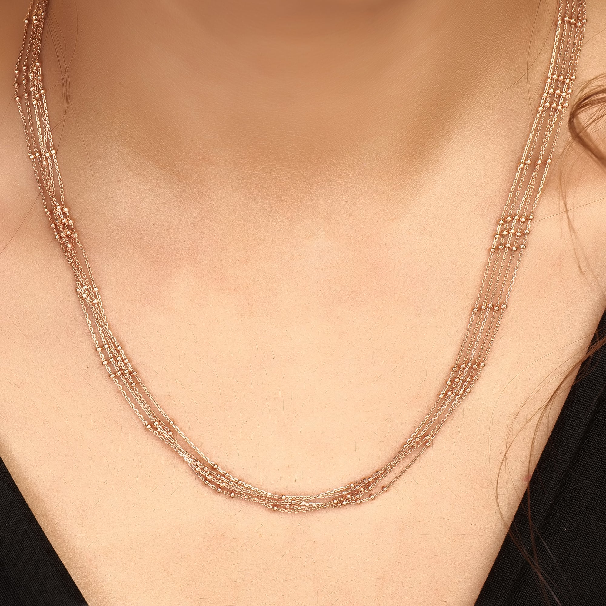 Rose gold beaded layered chain