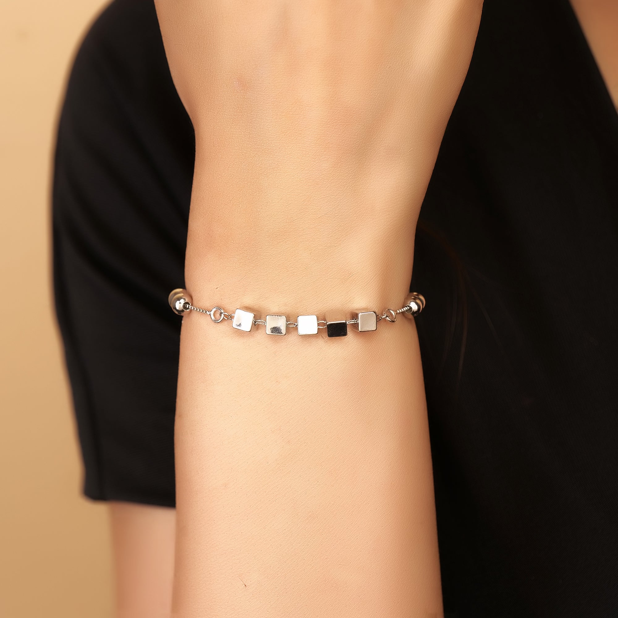 Five square silver bracelet