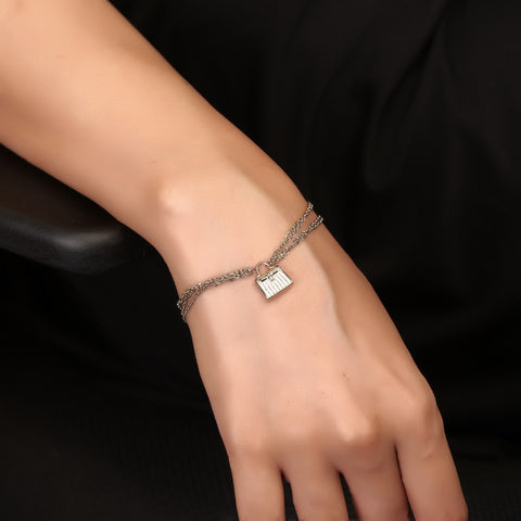Silver lock bracelet
