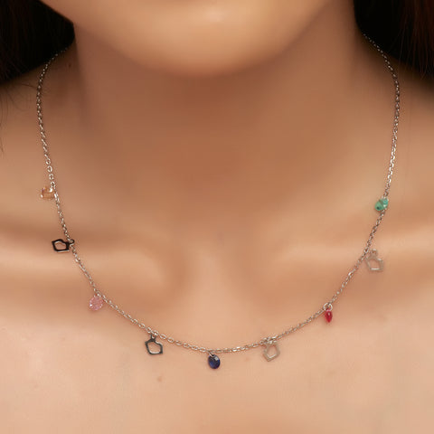 Silver Rainbow with baby lips necklace