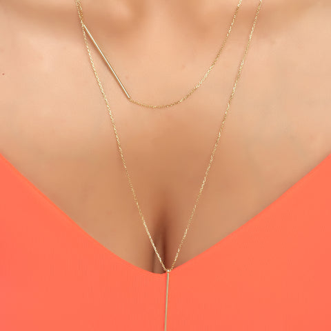 Gold line vertical necklace