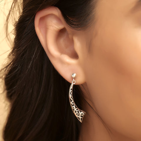 Oxidized Silver Earring
