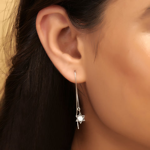 long chain with star silver earring