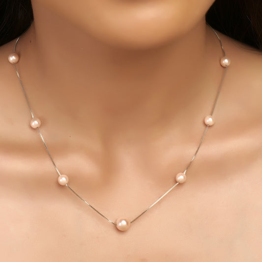 Real pearls silver chain