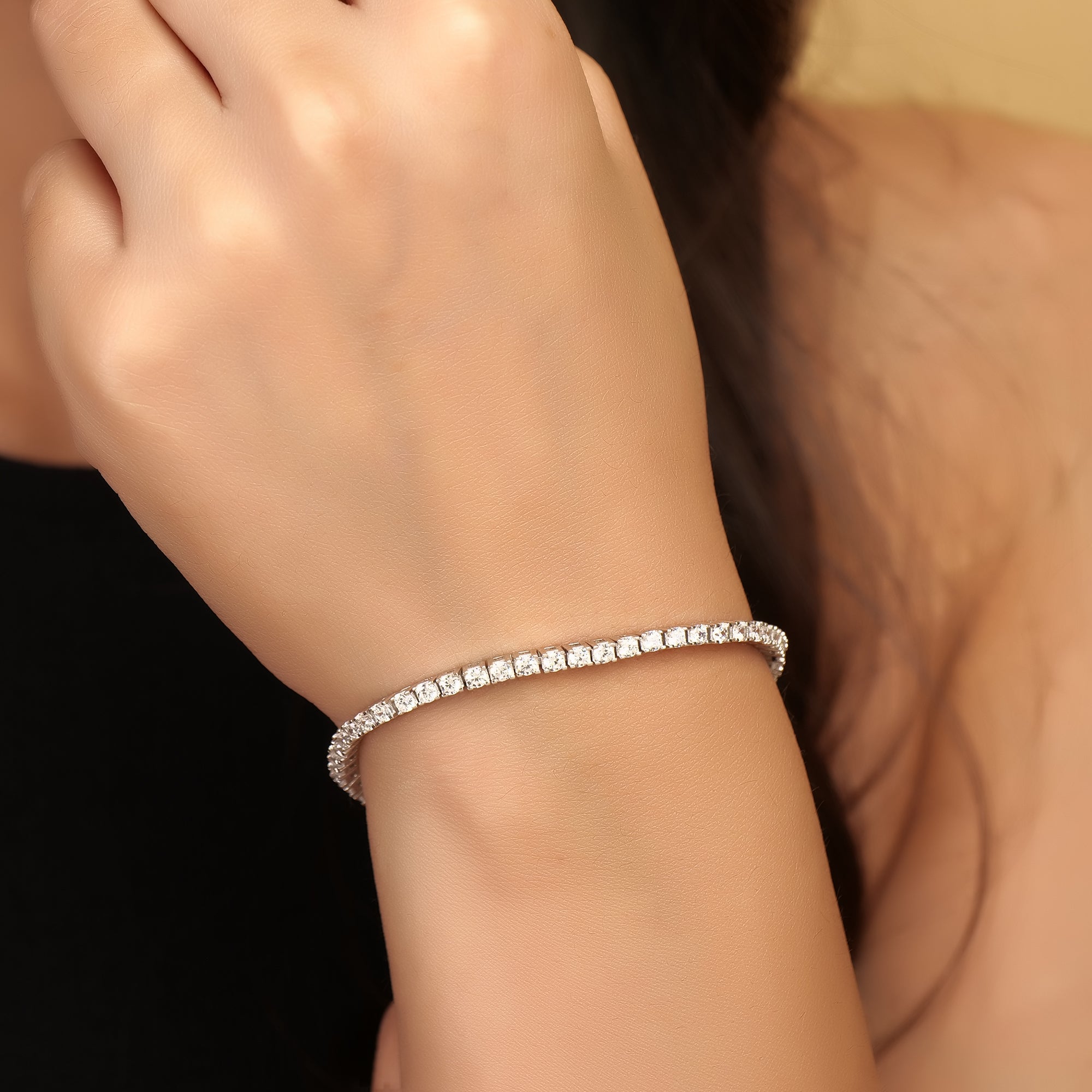 Diamond tennis silver bracelet