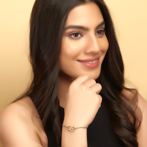 Double ring silver bracelet