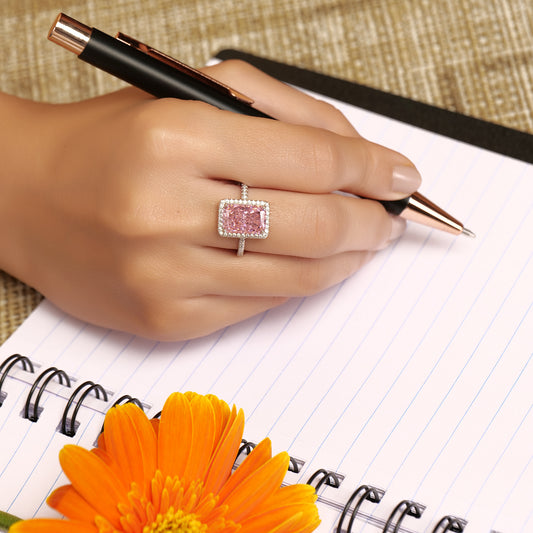 Sterling Silver Pink Gem Engagement Ring